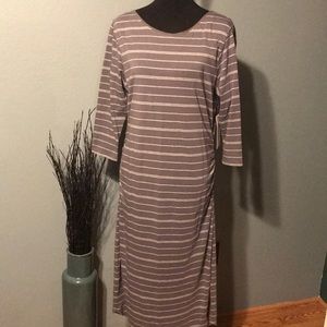 Grey Striped Midi Dress